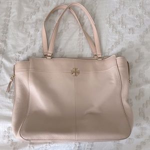 Tory Burch blush pink leather tote bag